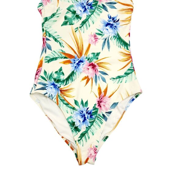 Tropical Floral One-Piece Swimsuit  Adjustable Straps By Shade  Shore Size S - Picture 7 of 10